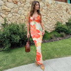 Sexy Suspenders Hollow Out Cutout Print Backless Dress Women Vacation Sexy Dress Bella Mia