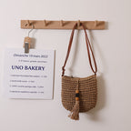 Supply Crossbody Straw Bag Wooden Bead Tassel Straw Bag Woven Bag Vacation Beach Bag Women Shoulder Bag Bella Mia