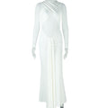 Elegant Simple Women Clothing Sexy Slim Hip Micro Transparent One Step Solid Color Pleated Wrapped Chest Length Dress Bella Mia