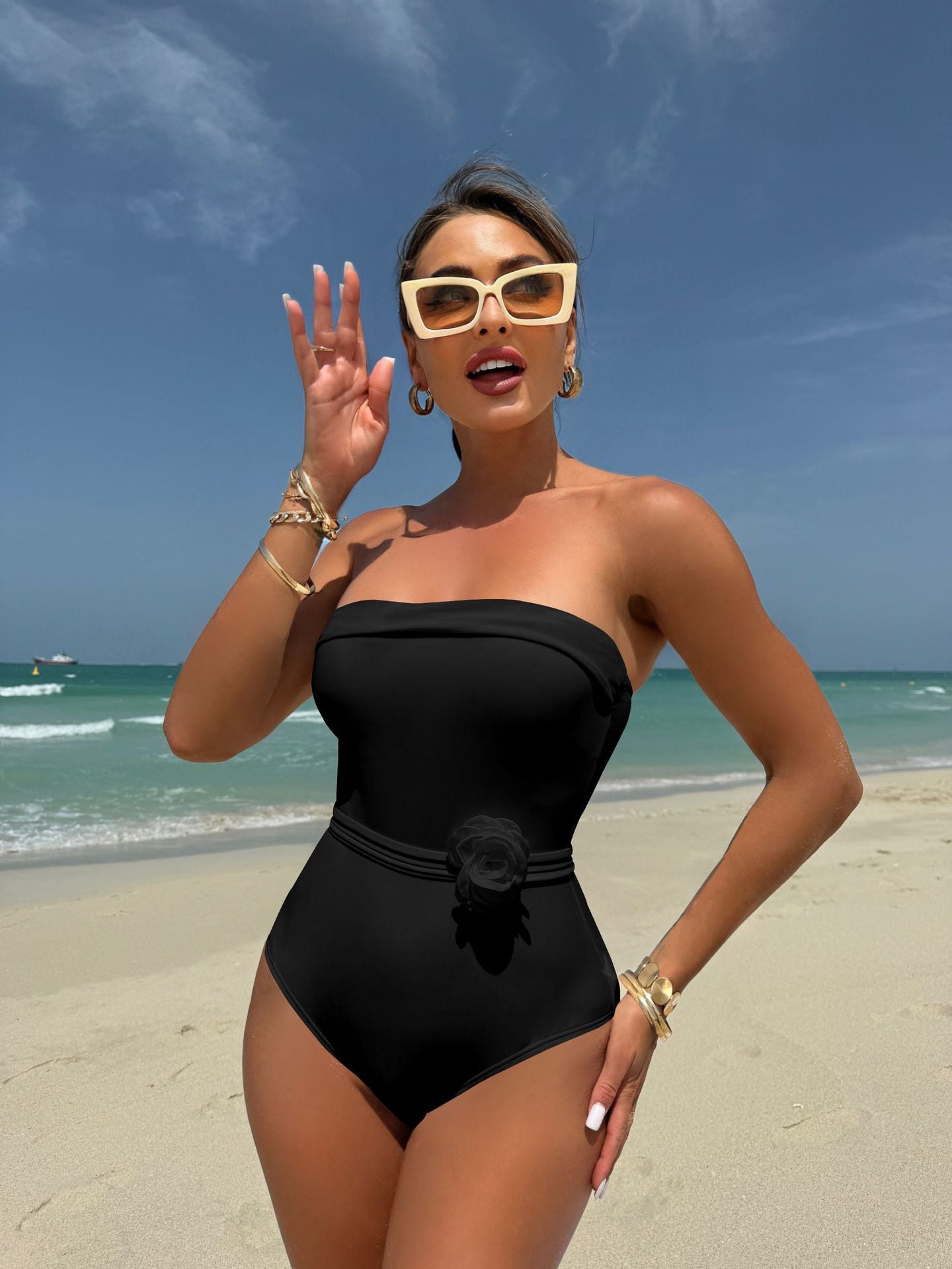 One Piece Multi Wear Drawstring Strap Small Floral Swimwear Swimsuit Bikini Bella Mia