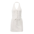 Women Clothing Summer Sexy Small Suit Faux Pocket Halterneck Vest A Line Skirt Set Women Bella Mia