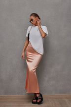 Spring Summer Artificial Silk Skirt Satin Skirt Women Casual Satin Hip Skirt Bella Mia