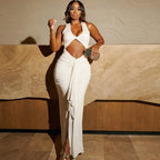 Women Clothing Solid Color Dress Sexy Hollow Out Cutout out Camisole Ribbon Dress Bella Mia