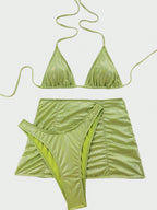 Women Swimsuit Sexy Flash Fabric Three Piece Metallic Coated Fabric Bikini Swimsuit Bella Mia