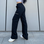 Trendy Women Pants Trendy Cargo Pants Pocket Zipper Trousers Loose Street Straight Leg Pants Mop Trousers Bella Mia