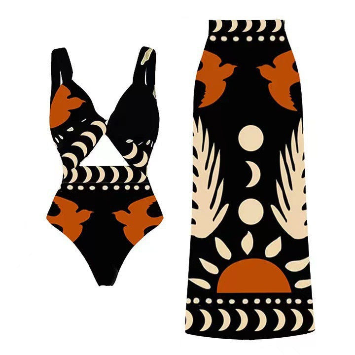 Lonkey Swimwear Retro Printed Mesh Trousers Conservative Swimwear Bikini Bella Mia