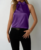 Women Clothing Spring Summer Satin Vest Spring Summer V neck Casual Spaghetti Strap Camisole Top Bella Mia