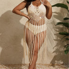 Women Clothes Sequin Stitching Pure Hand Crocheting Suspender Vacation Long Fringe Beach Cover Up Bella Mia
