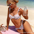 Bikini Steel Ring Push up Seaside Holiday White Bikini Split Two Piece Sets Bella Mia