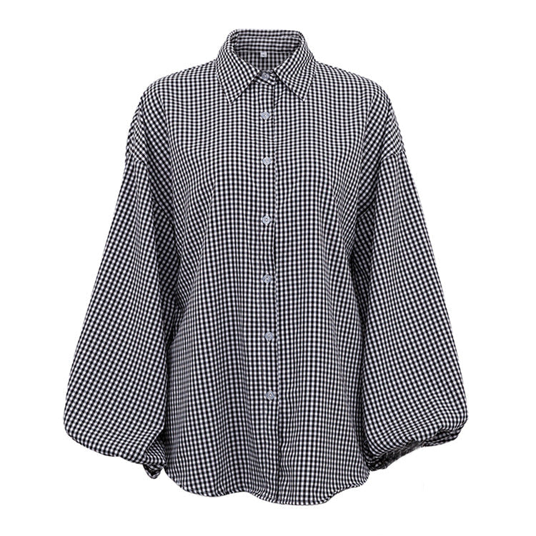 Women Autumn Winter Long Sleeved Plaid Shirt Office Top Shirt Women Bella Mia