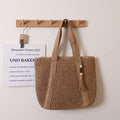 Women Solid Color Woven Bag Large Capacity Shoulder Straw Bag Vacation Beach Bag Women Bag Bella Mia