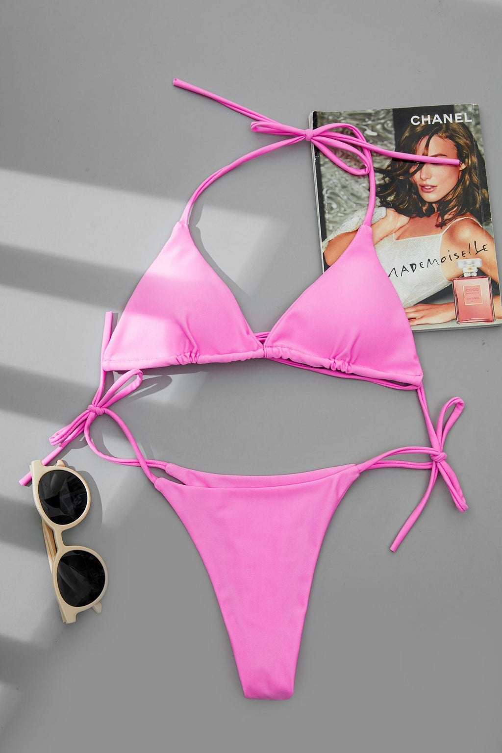 Sexy Sling Halter Bikini Women High Waist Strap Solid Color Split Swimsuit Bikini Bella Mia