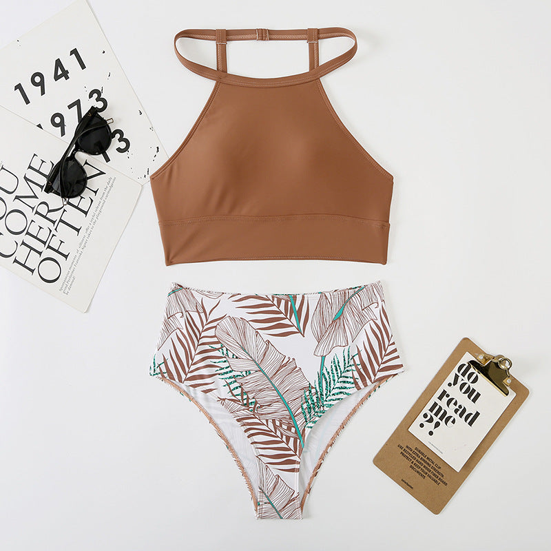 Sexy Women Split High Waist Pockets Bikini Bikini Printing Multicolor Swimsuit Bella Mia