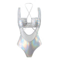 Sexy Hollow Out Cutout Drawstring Laser Glossy One Piece Swimsuit Swimwear Bikini Bikini Bella Mia