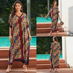 Rayon Tie Dyed Beach Maxi Dress Loose Robe Bikini Swimsuit Outwear Blouse Sun Protection Shirt Bella Mia