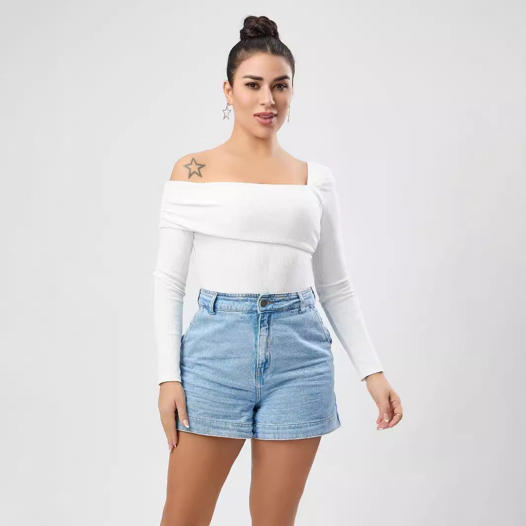 White Outerwear Jumpsuit Women Design Single Shoulder Top Women Autumn Bella Mia
