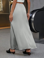 Popular Satin Satin Skirt Spring Autumn Elegant Lace up Long Skirt Bella Mia
