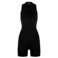 Street Sports Jumpsuit Shorts Stand Collar Zipper Tooling Peach Hip Yoga Fitness One Piece Women Bella Mia