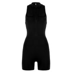 Street Sports Jumpsuit Shorts Stand Collar Zipper Tooling Peach Hip Yoga Fitness One Piece Women Bella Mia