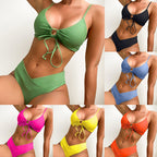 New Bikini Solid Color Tied Sexy Bikini Split Swimsuit Swimwear Women Bella Mia