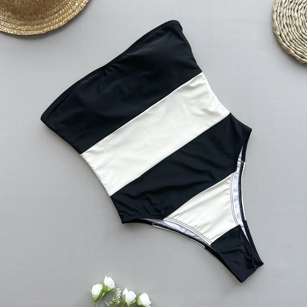 One Piece Swimsuit Women Bikini Lady Sexy Striped Swimwear Bikini Bella Mia