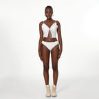 Bikini Swimsuit Tube Top Split Lace up Solid Color Lace Bikini Swimsuit Bella Mia