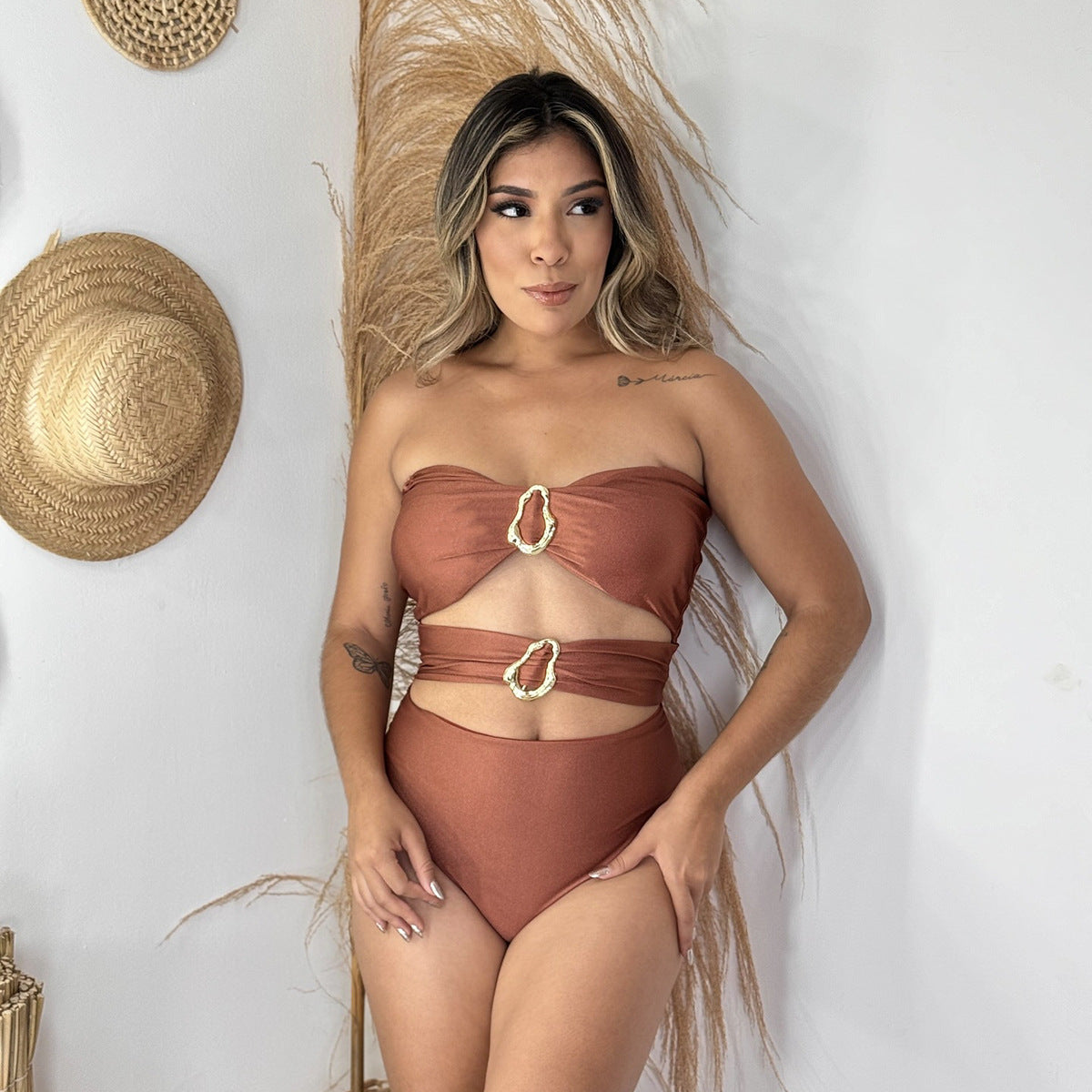 One Piece Swimsuit for Women Bikini Lady Sexy Solid Color Swimwear Bikini Bella Mia