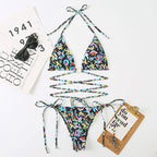 Triangle Split Lady Sexy Banded Bikini Digital Printing Multicolor Swimsuit With Shoulder Straps Swimsuit Bella Mia