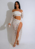 Sexy Tube Top Lace Suit Skirt Autumn Long Sleeve Pleated High Slit Women Skirt Bella Mia