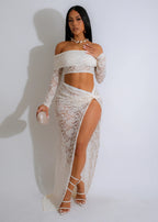 Sexy Tube Top Lace Suit Skirt Autumn Long Sleeve Pleated High Slit Women Skirt Bella Mia