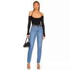 Autumn Long Sleeve Thumb Hole T shirt Sexy Halter off Shoulder Women Clothing Design Blouse Bella Mia
