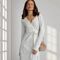 Autumn Comfort Loose Knitted Nightgown Breathable Long Sleeves Lace up Soft Outerwear Homewear Bella Mia