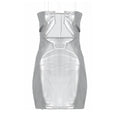 Women Clothing Faux Leather Personality off Neck Low Cut Sexy Sheath Sleeveless Backless Dress Women Bella Mia