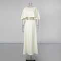Elegant Socialite Two Piece Sets round Neck Cape Shawl Short Top High Waist Skirt
