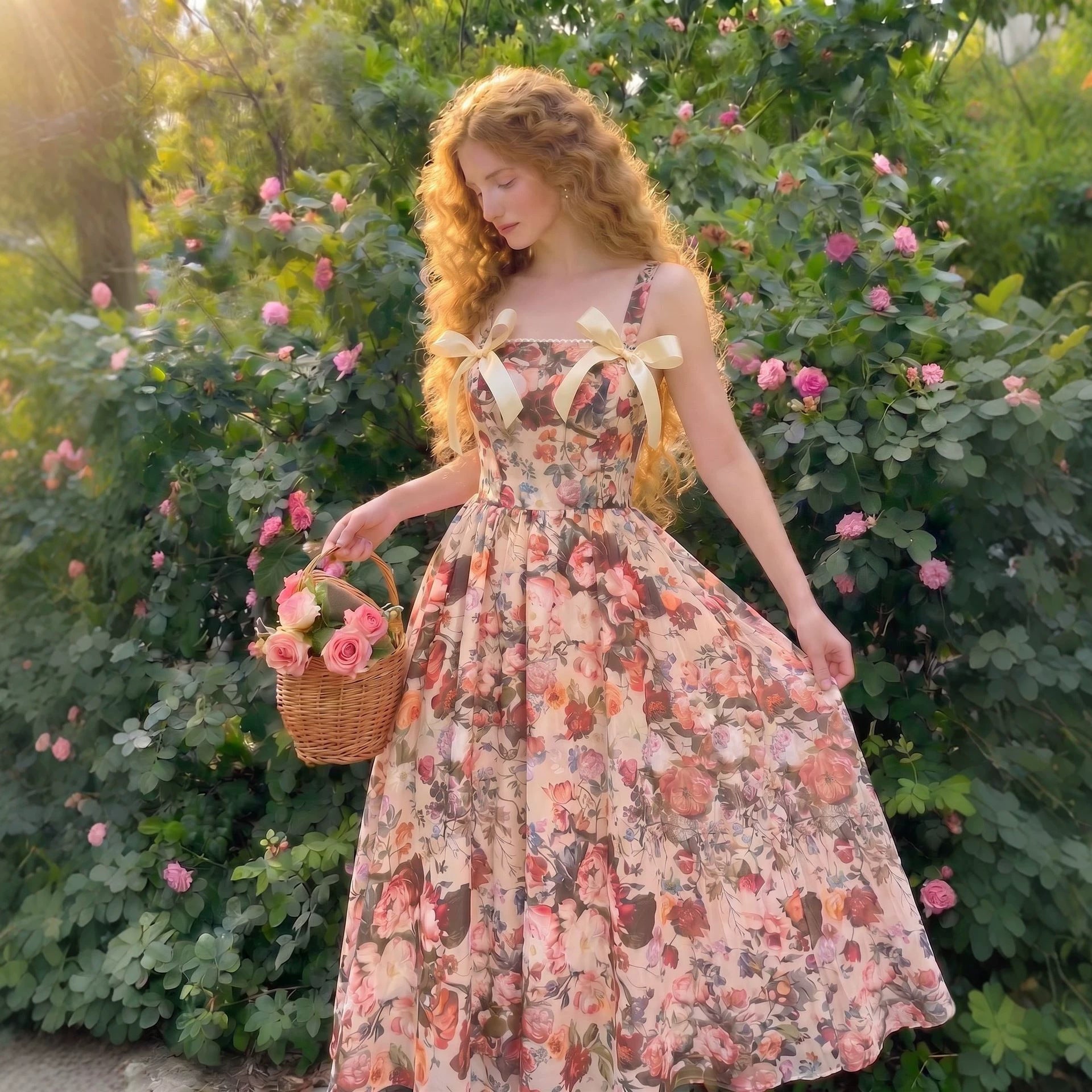 Loose Lazy Small Strapless Sexy Strap Dress Summer Korean Texture Floral Dress