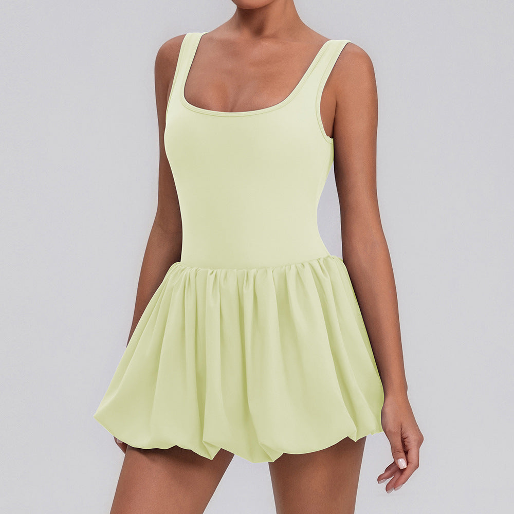 Fitness Draped Dress Faux Two Pieces Anti Wardrobe Malfunction Base Pockets Dress Sports Yoga Tennis Dress Women Bella Mia