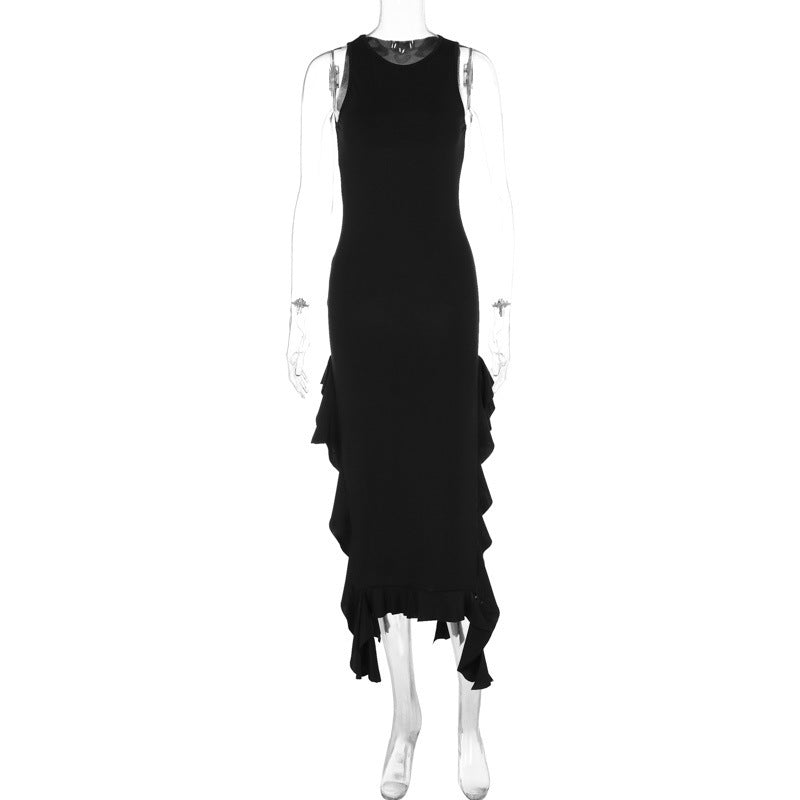 Summer round Neck Flounce Slim Fit Slit Dress Girls Bella Mia