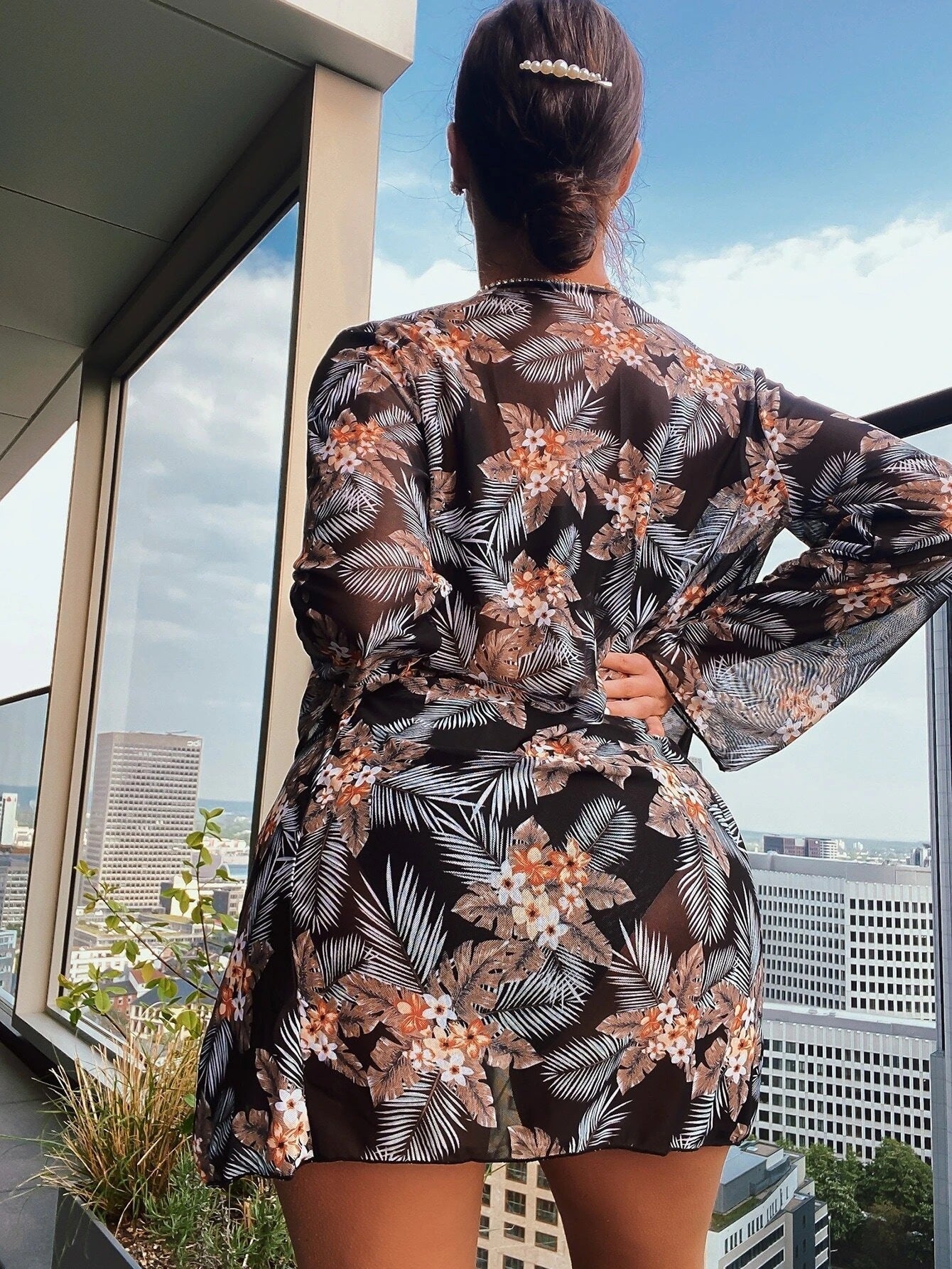 Swimsuit Women's Split Three Piece Suit High Waist Long Sleeves Blouse Shade Suit Bella Mia