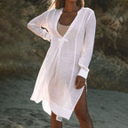 Tencel Bamboo Pullover Sun Protection Beach Jacket Seaside Vacation Bikini Cover Up Swimsuit Blouse Women Bella Mia