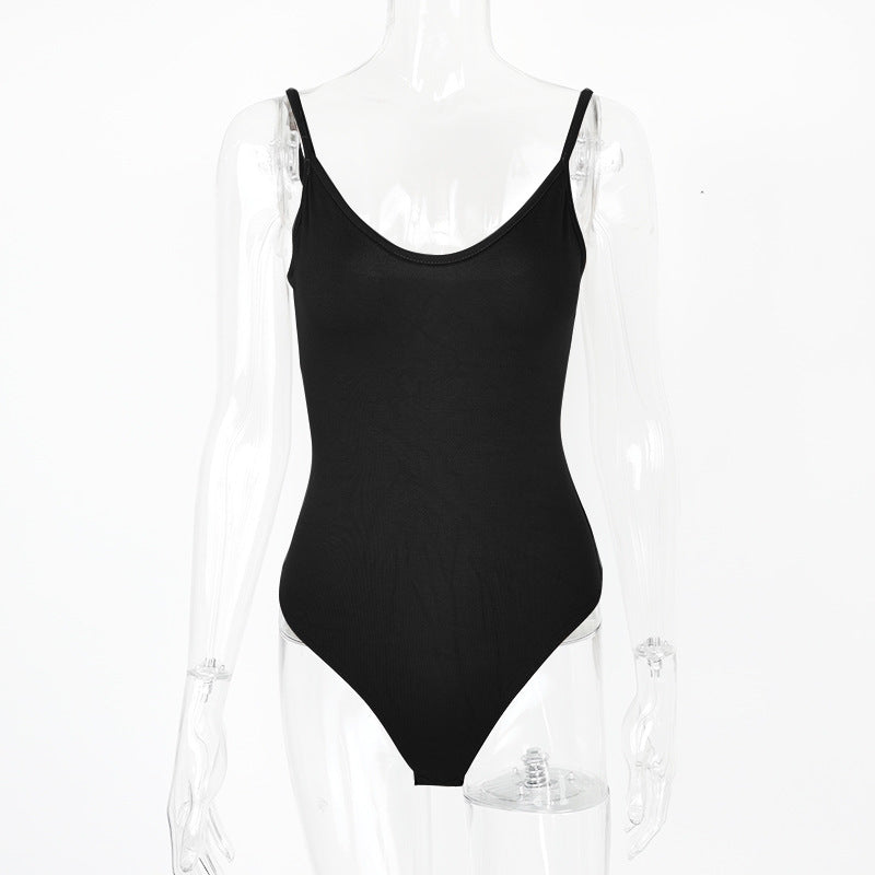 Sexy Tight T Shaped Bottoming Women Clothing Summer Backless V neck Strap Bodysuit Bodysuit Bella Mia