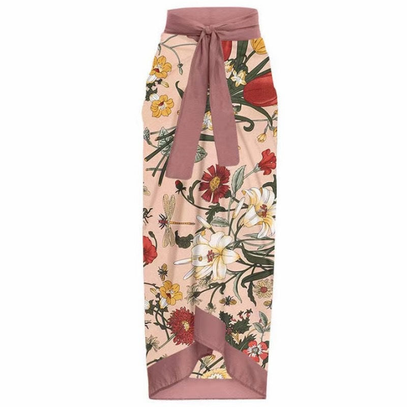 Double Sided Swimsuit Printed Conservative Cover Belly Sheath Dress Two Piece Swimsuit Bella Mia