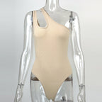 Summer Women Sexy Slim Cotton Rib One Shoulder Hollow Out Cutout Out Jumpsuit Bella Mia