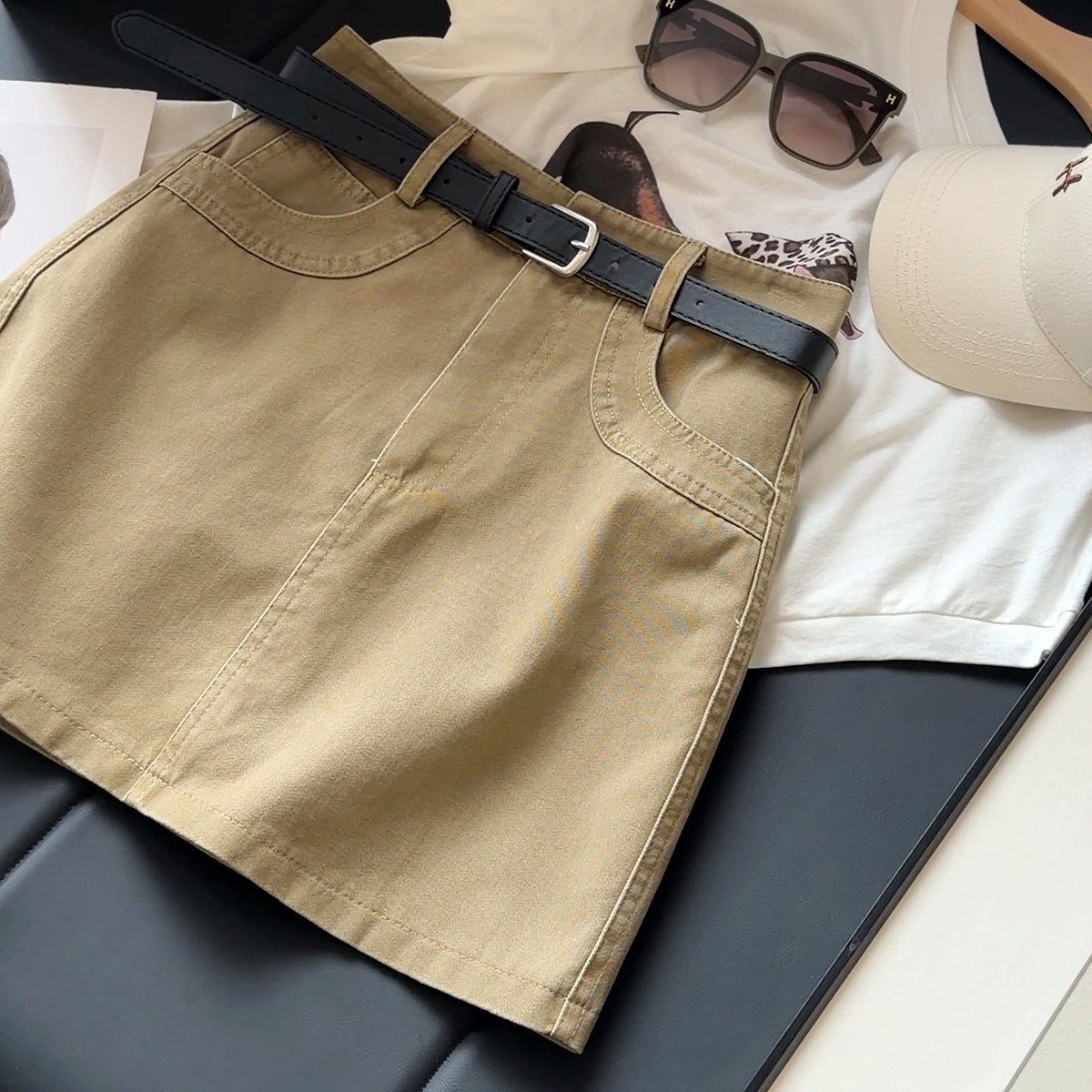 Korean Retro Easy Matching Washing Water Denim Skirt Women Summer High Waist Slimming Hip Wrapped Sexy A line Skirt