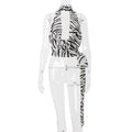 Women Clothing Summer Sexy Zebra Pattern Swing Collar Hollow Out Cutout out Short Vest Top Bella Mia