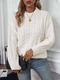 Women Pullover Sweater Autumn Winter Lazy Wind round Neck Solid Color Twist Casual Loose Outer Wear Knitted Top Bella Mia