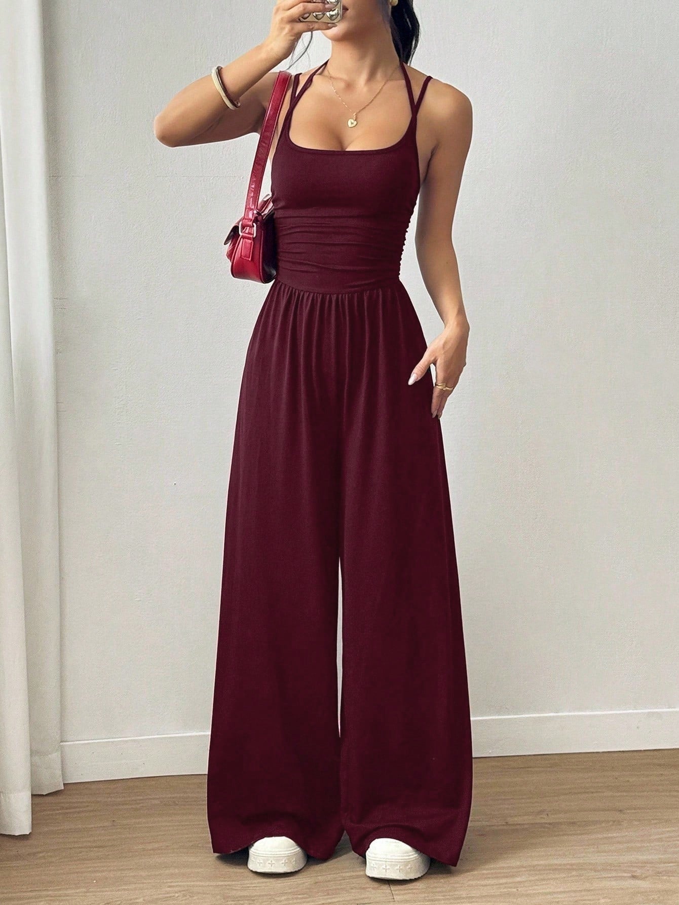 Suspender Women Casual Summer Wide Leg Loose Wrapped Chest Nipped Waist Jumpsuit Bella Mia