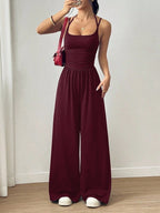 Suspender Women Casual Summer Wide Leg Loose Wrapped Chest Nipped Waist Jumpsuit Bella Mia