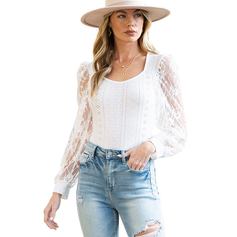 Sexy Tight Jumpsuit Women Spring Sexy Jumpsuit Lace Mesh Sleeves Integrated Cloth Bella Mia