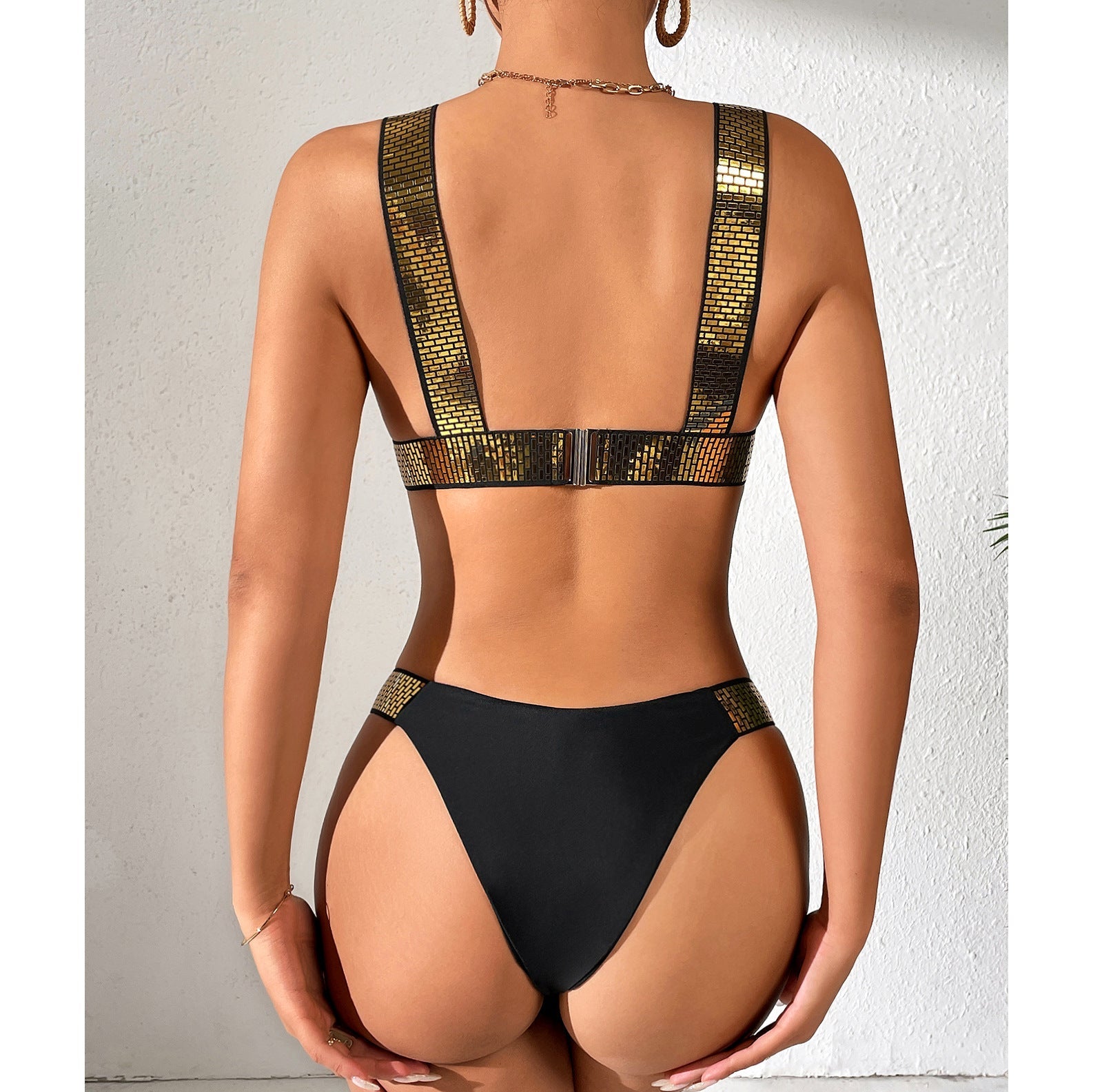 Swimsuit Outer Single Solid Color Special Golden Elastic Bikini Women Seperated Swimwear Triangle Bikini Bella Mia