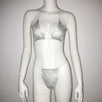 Women Clothing Rhinestone Bikini Set Carnival Sexy Lace Up Outdoor Beach Split Swimsuit Bella Mia
